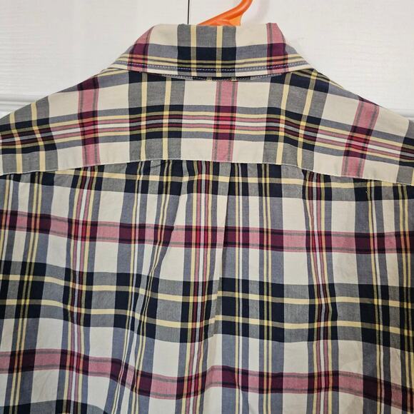 J. Crew Mens Classic Plaid Button-Down Shirt Small Red Yellow Blue Long Sleeve - Picture 6 of 9